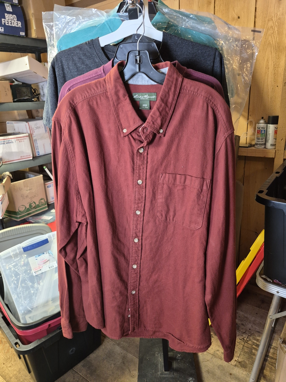Eddie Bauer Men's Long-Sleeve Button-Down Shirt - Burgundy Bin 55